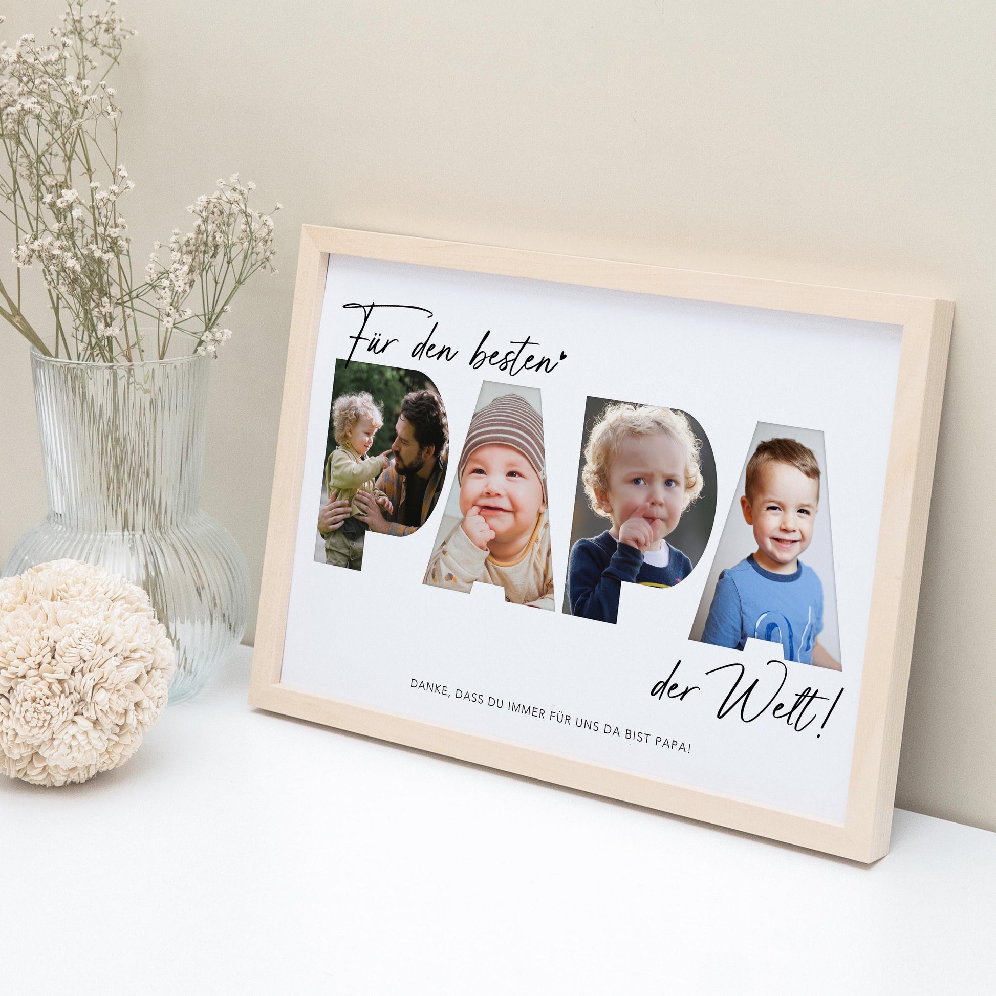 Papa Geschenk Geburtstag Vatertagsgeschenk personalisiert Fotocollage Geburtstagsgeschenk Vater Fotogeschenk Vatertag (mit & ohne Rahmen)