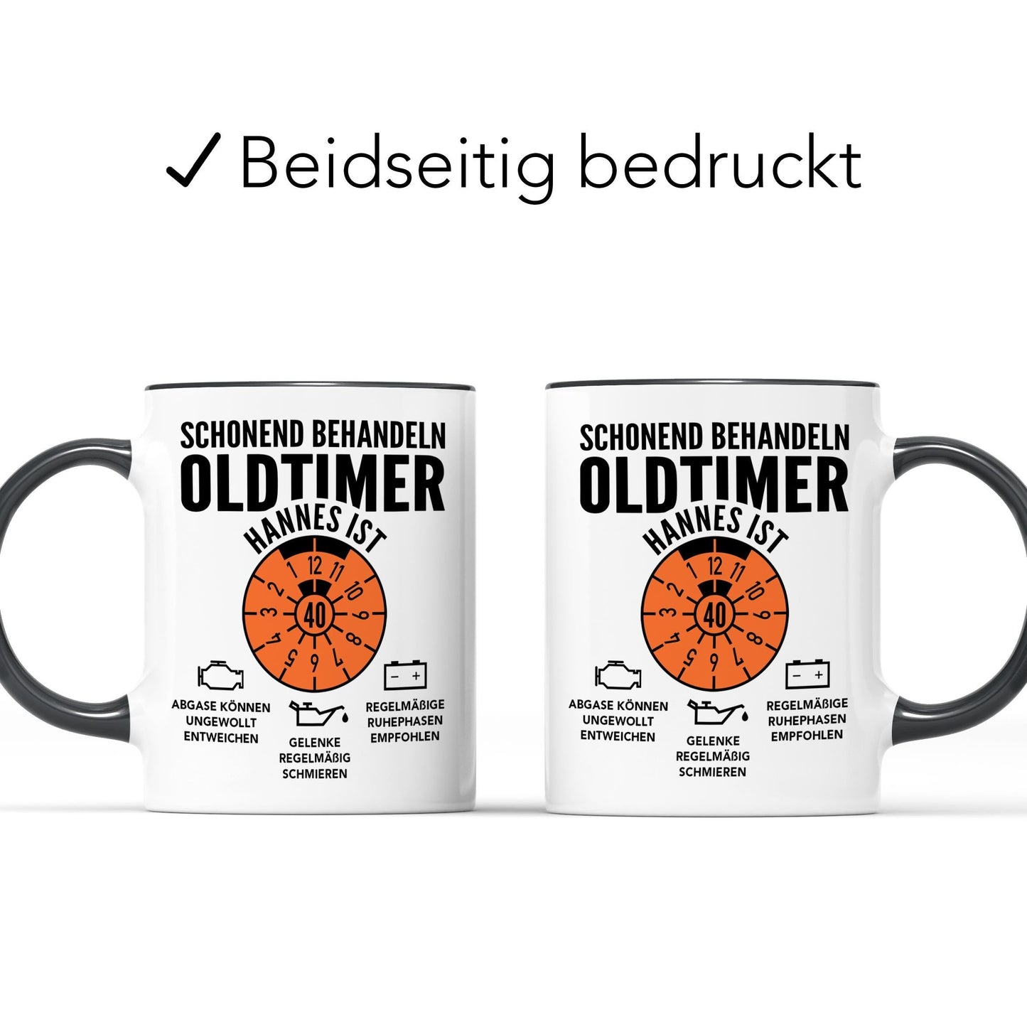 Oldtimer Tasse 40. Geburtstag Mann personalisiert mit Namen Geschenk für Männer Geburtstagsgeschenk Kaffeetasse aus Keramik 330 ml