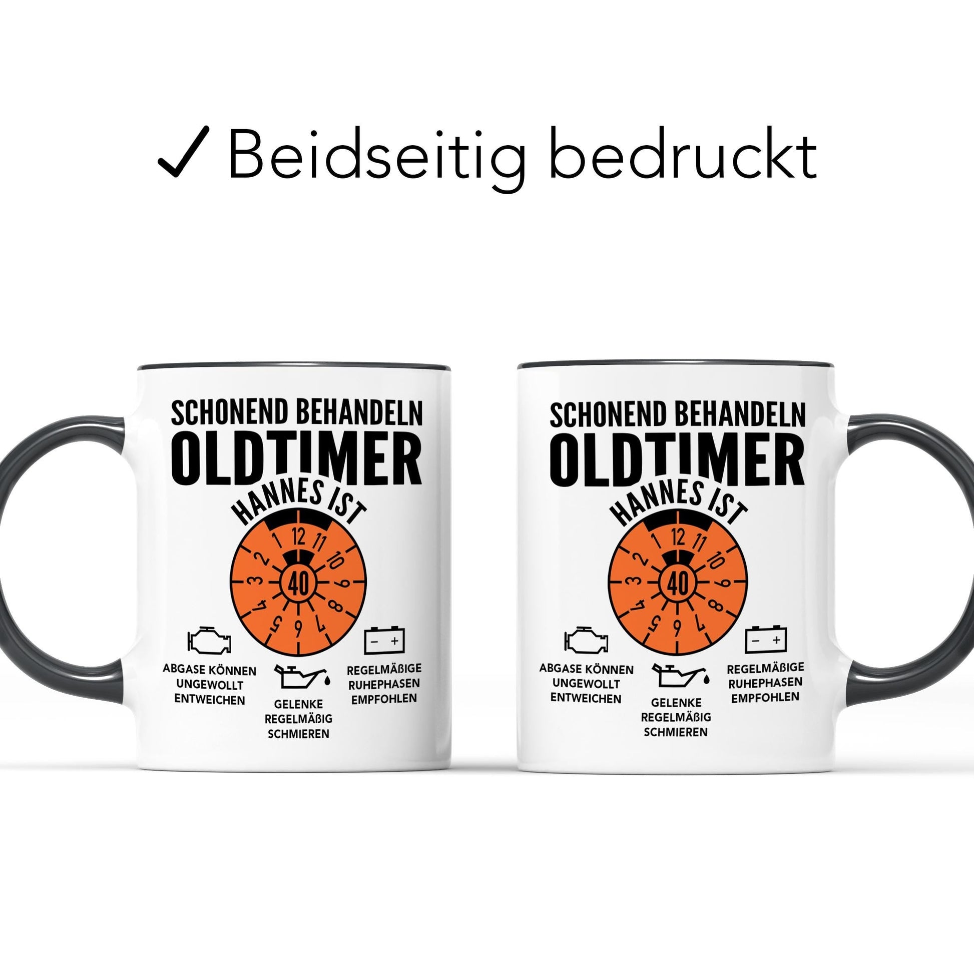 Oldtimer Tasse 40. Geburtstag Mann personalisiert mit Namen Geschenk für Männer Geburtstagsgeschenk Kaffeetasse aus Keramik 330 ml
