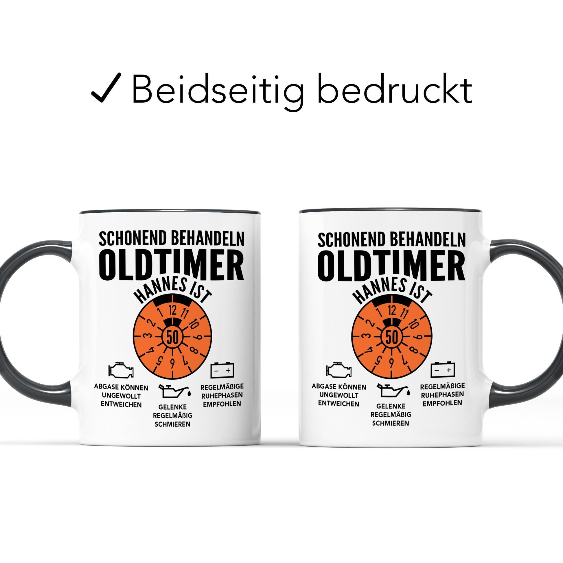 Oldtimer Tasse 50. Geburtstag Mann personalisiert mit Namen Geschenk für Männer Geburtstagsgeschenk Kaffeetasse aus Keramik 330 ml