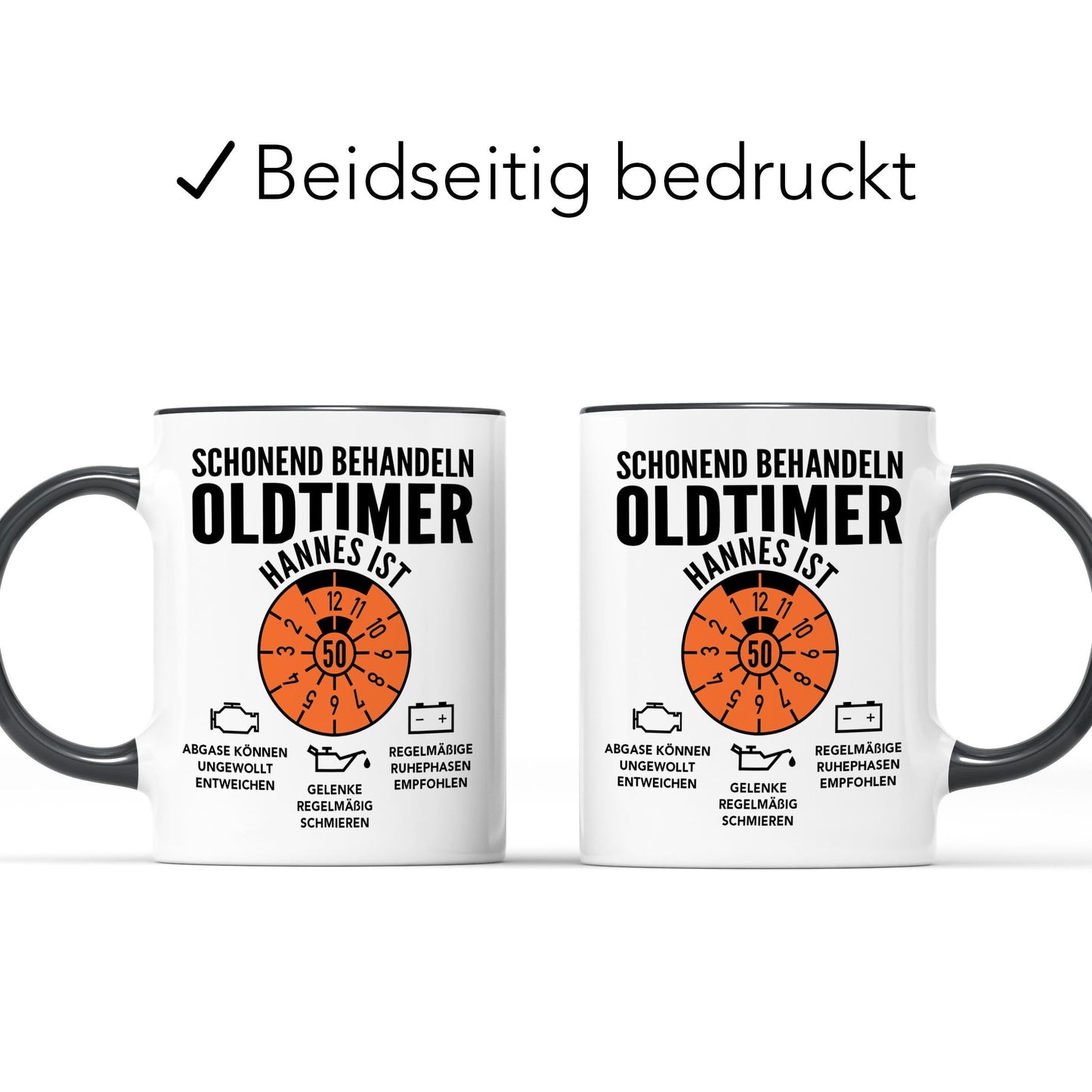 Oldtimer Tasse 50. Geburtstag Mann personalisiert mit Namen Geschenk für Männer Geburtstagsgeschenk Kaffeetasse aus Keramik 330 ml