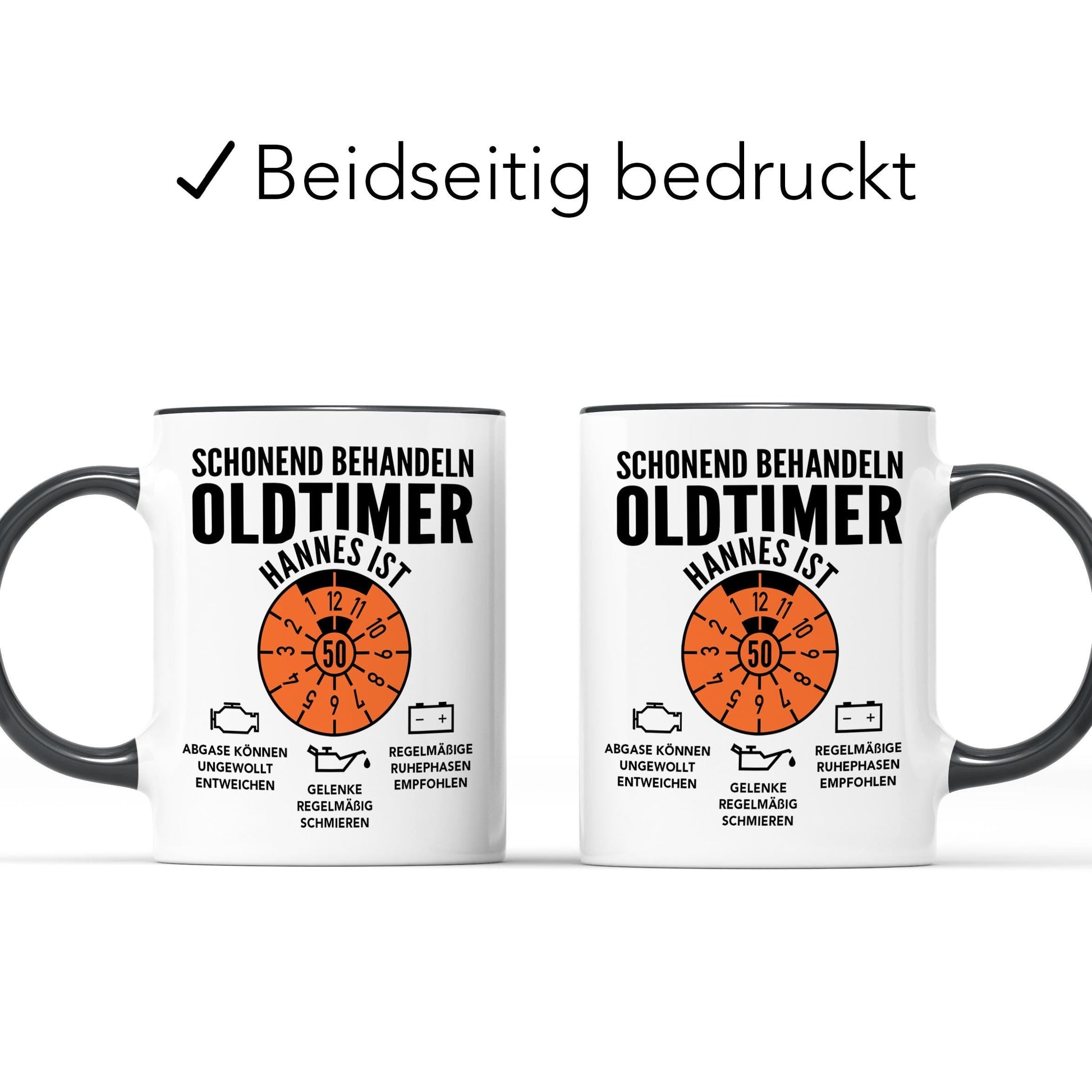 Oldtimer Tasse 50. Geburtstag Mann personalisiert mit Namen Geschenk für Männer Geburtstagsgeschenk Kaffeetasse aus Keramik 330 ml
