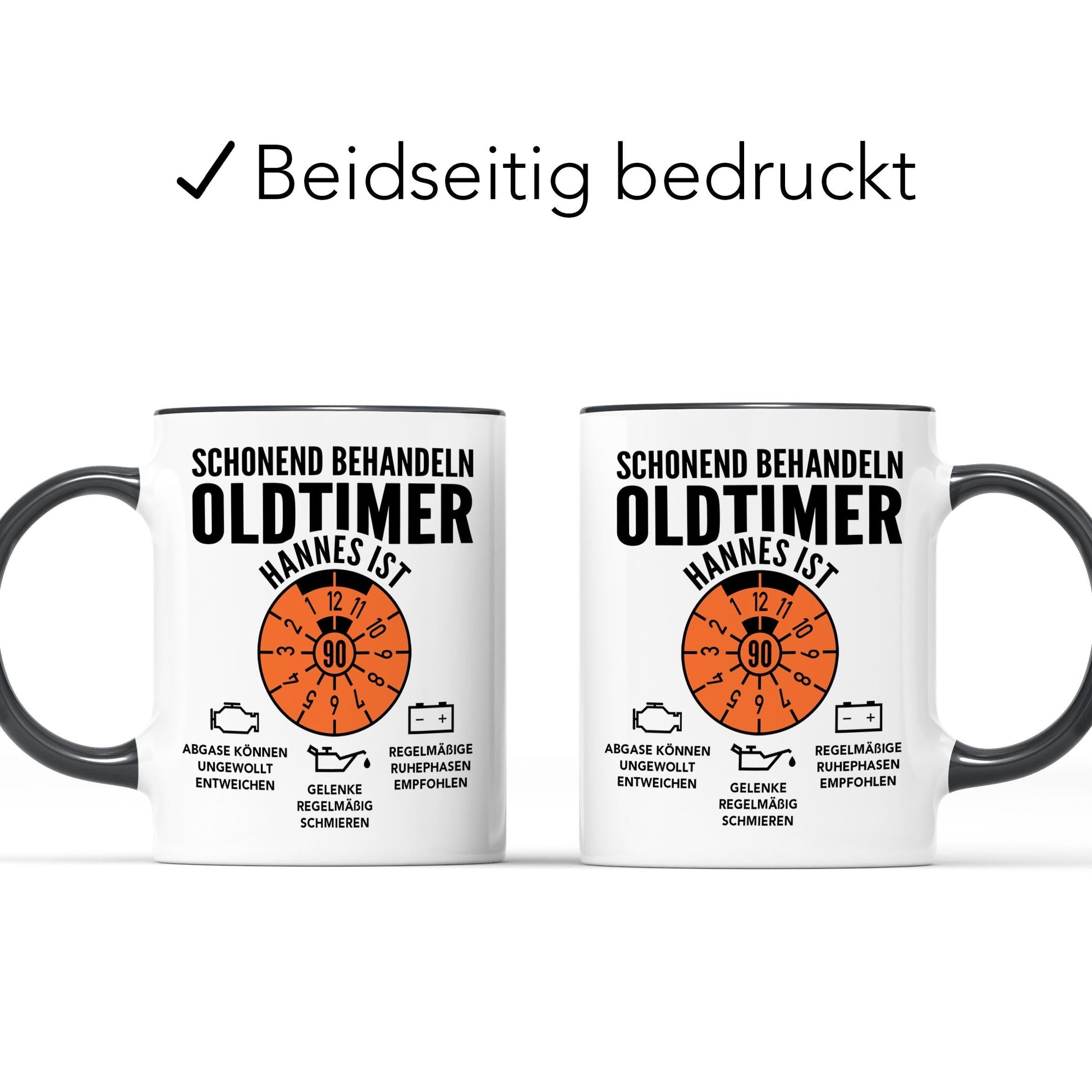 Oldtimer Tasse 90. Geburtstag Mann personalisiert mit Namen Geschenk für Männer Geburtstagsgeschenk Kaffeetasse aus Keramik 330 ml