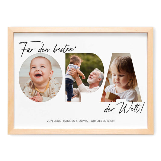 Opa Geschenk Geburtstag Vatertagsgeschenk personalisiert Fotocollage Geburtstagsgeschenk Großvater Fotogeschenk Vatertag (mit & ohne Rahmen)
