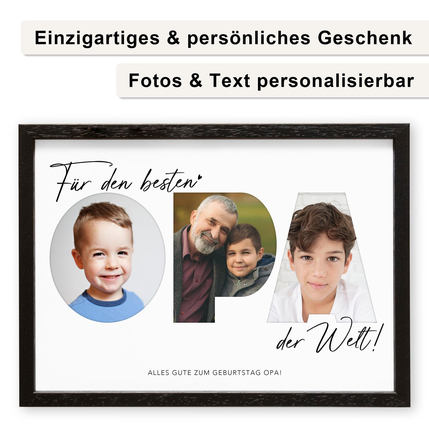 Opa Geschenk Geburtstag Vatertagsgeschenk personalisiert Fotocollage Geburtstagsgeschenk Großvater Fotogeschenk Vatertag (mit & ohne Rahmen)