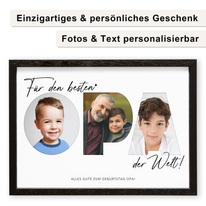 Opa Geschenk Geburtstag Vatertagsgeschenk personalisiert Fotocollage Geburtstagsgeschenk Großvater Fotogeschenk Vatertag (mit & ohne Rahmen)