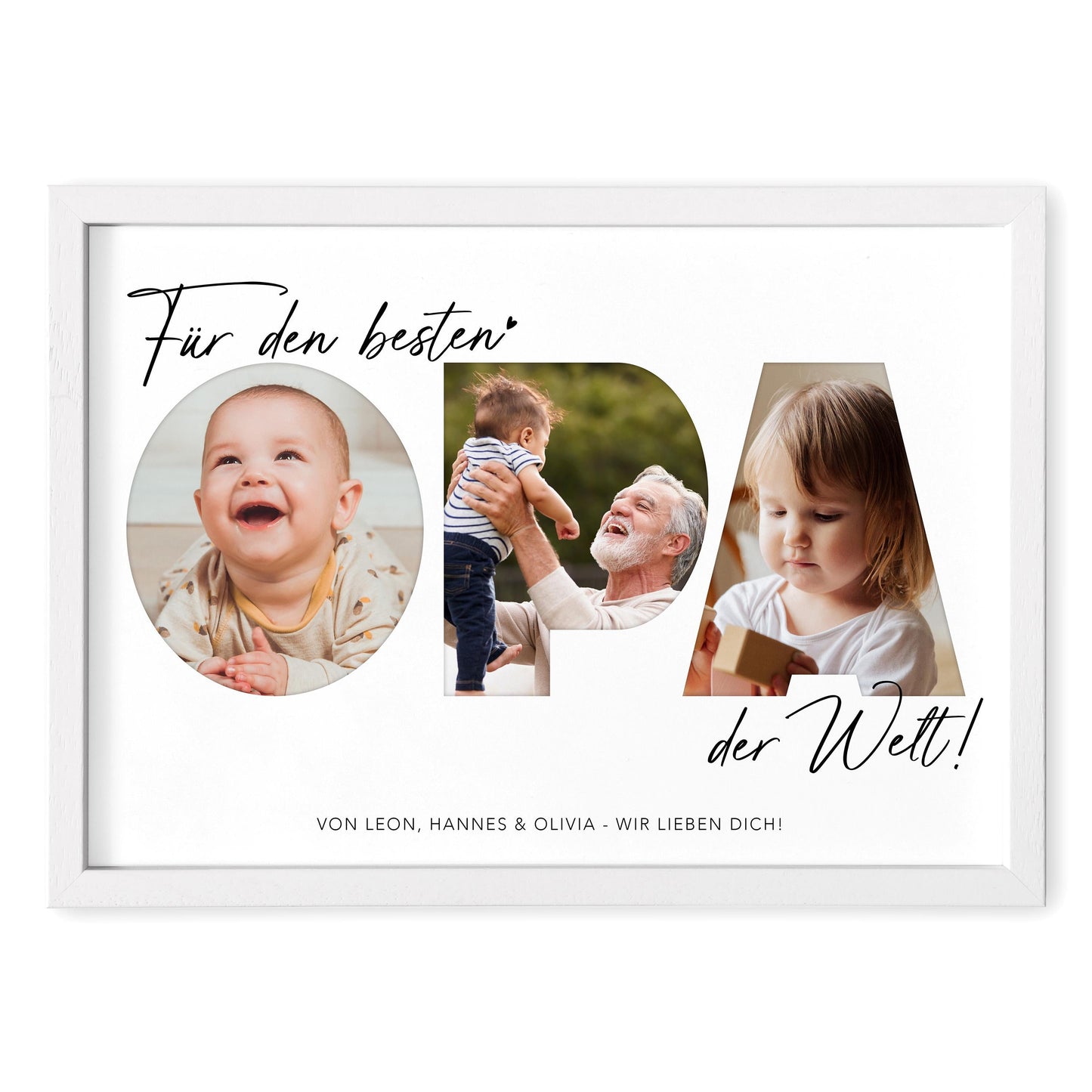 Opa Geschenk Geburtstag Vatertagsgeschenk personalisiert Fotocollage Geburtstagsgeschenk Großvater Fotogeschenk Vatertag (mit & ohne Rahmen)