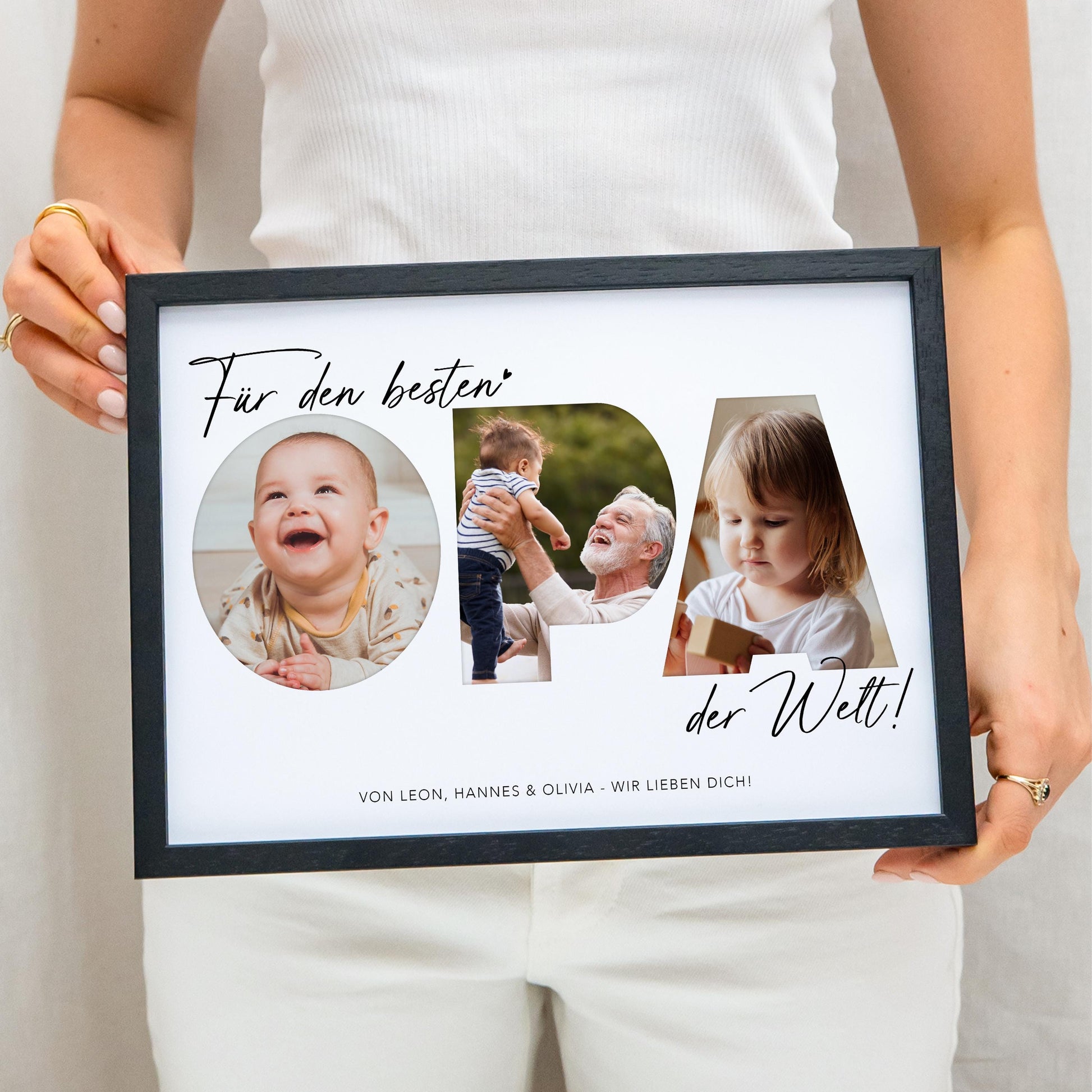 Opa Geschenk Geburtstag Vatertagsgeschenk personalisiert Fotocollage Geburtstagsgeschenk Großvater Fotogeschenk Vatertag (mit & ohne Rahmen)