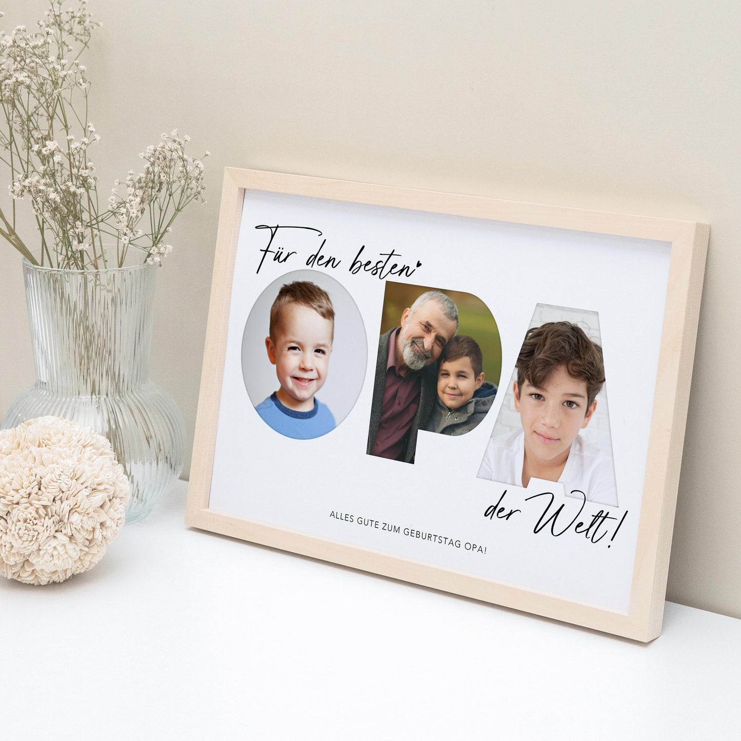 Opa Geschenk Geburtstag Vatertagsgeschenk personalisiert Fotocollage Geburtstagsgeschenk Großvater Fotogeschenk Vatertag (mit & ohne Rahmen)