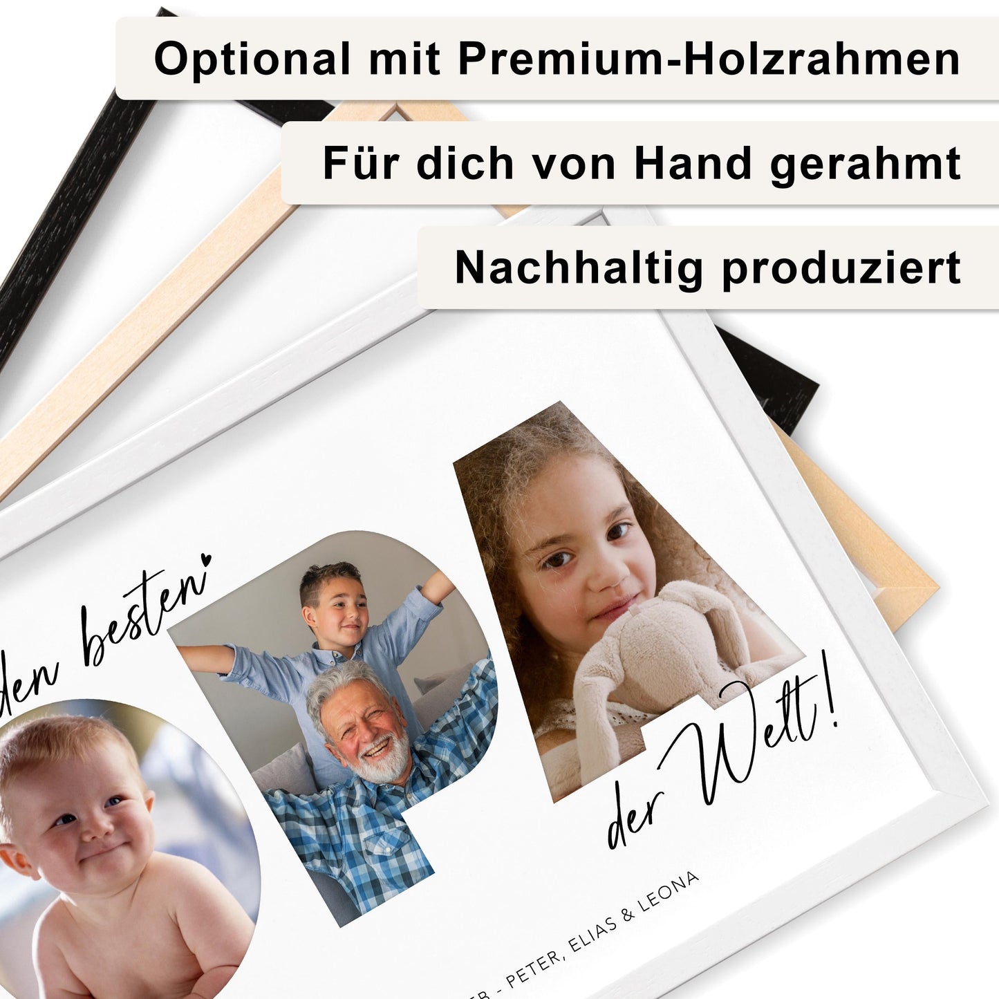 Opa Geschenk Geburtstag Vatertagsgeschenk personalisiert Fotocollage Geburtstagsgeschenk Großvater Fotogeschenk Vatertag (mit & ohne Rahmen)