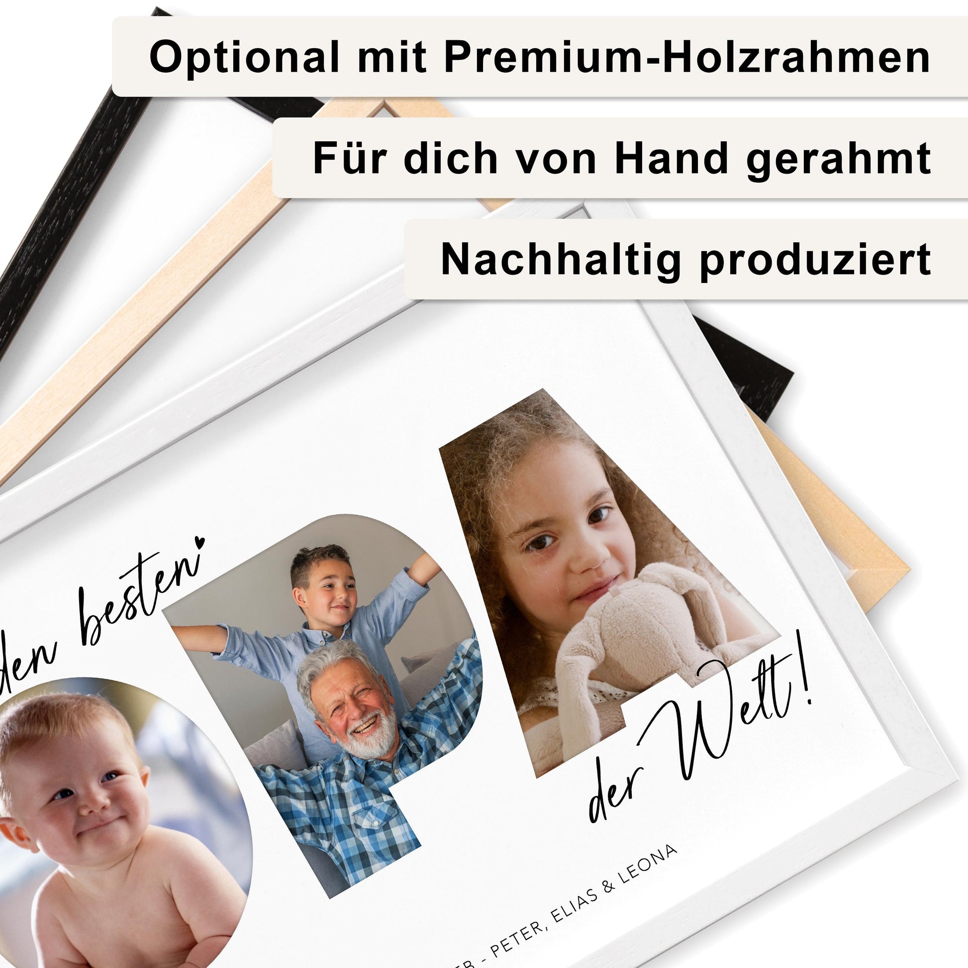 Opa Geschenk Geburtstag Vatertagsgeschenk personalisiert Fotocollage Geburtstagsgeschenk Großvater Fotogeschenk Vatertag (mit & ohne Rahmen)