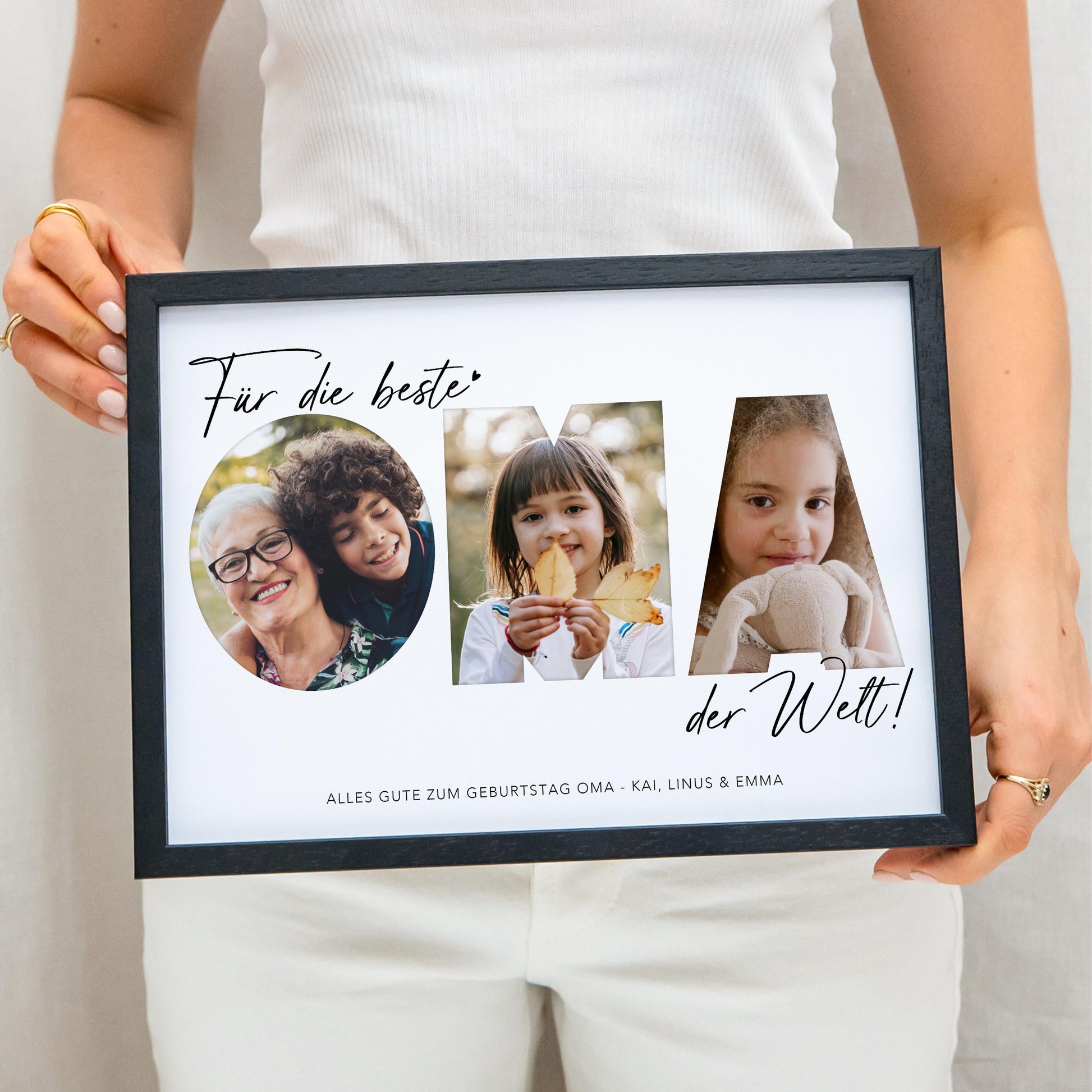 Oma Geschenk Geburtstag personalisiert Fotocollage Geburtstagsgeschenk Großmutter Fotogeschenk Muttertag (mit & ohne Rahmen)