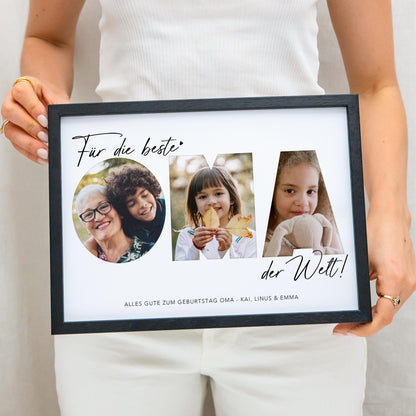 Oma Geschenk Geburtstag personalisiert Fotocollage Geburtstagsgeschenk Großmutter Fotogeschenk Muttertag (mit & ohne Rahmen)