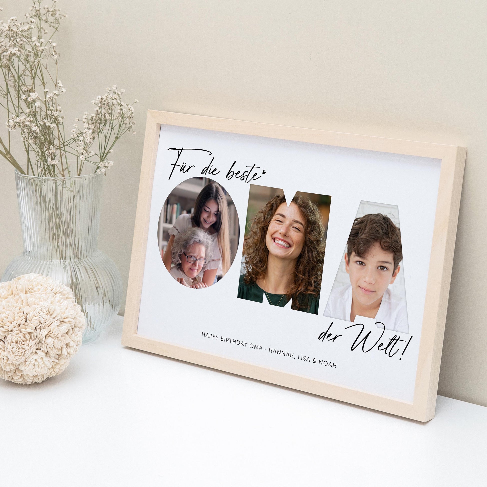 Oma Geschenk Geburtstag personalisiert Fotocollage Geburtstagsgeschenk Großmutter Fotogeschenk Muttertag (mit & ohne Rahmen)