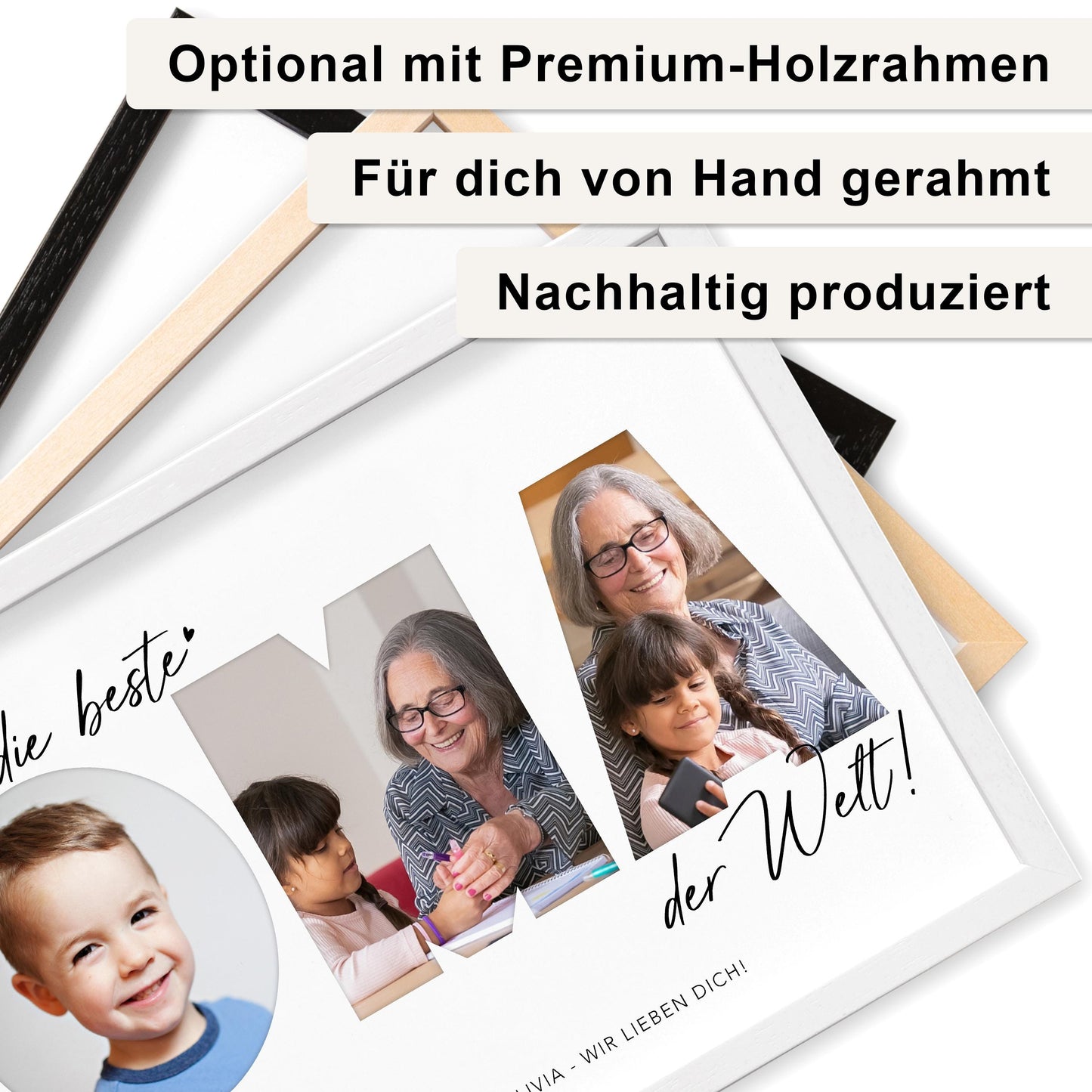Oma Geschenk Geburtstag personalisiert Fotocollage Geburtstagsgeschenk Großmutter Fotogeschenk Muttertag (mit & ohne Rahmen)