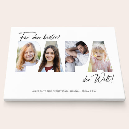 Geburtstagsgeschenk Papa Vatertagsgeschenk personalisierte Leinwand Fotocollage Vater Fotoleinwand Geschenk zum Geburtstag 30x40 cm