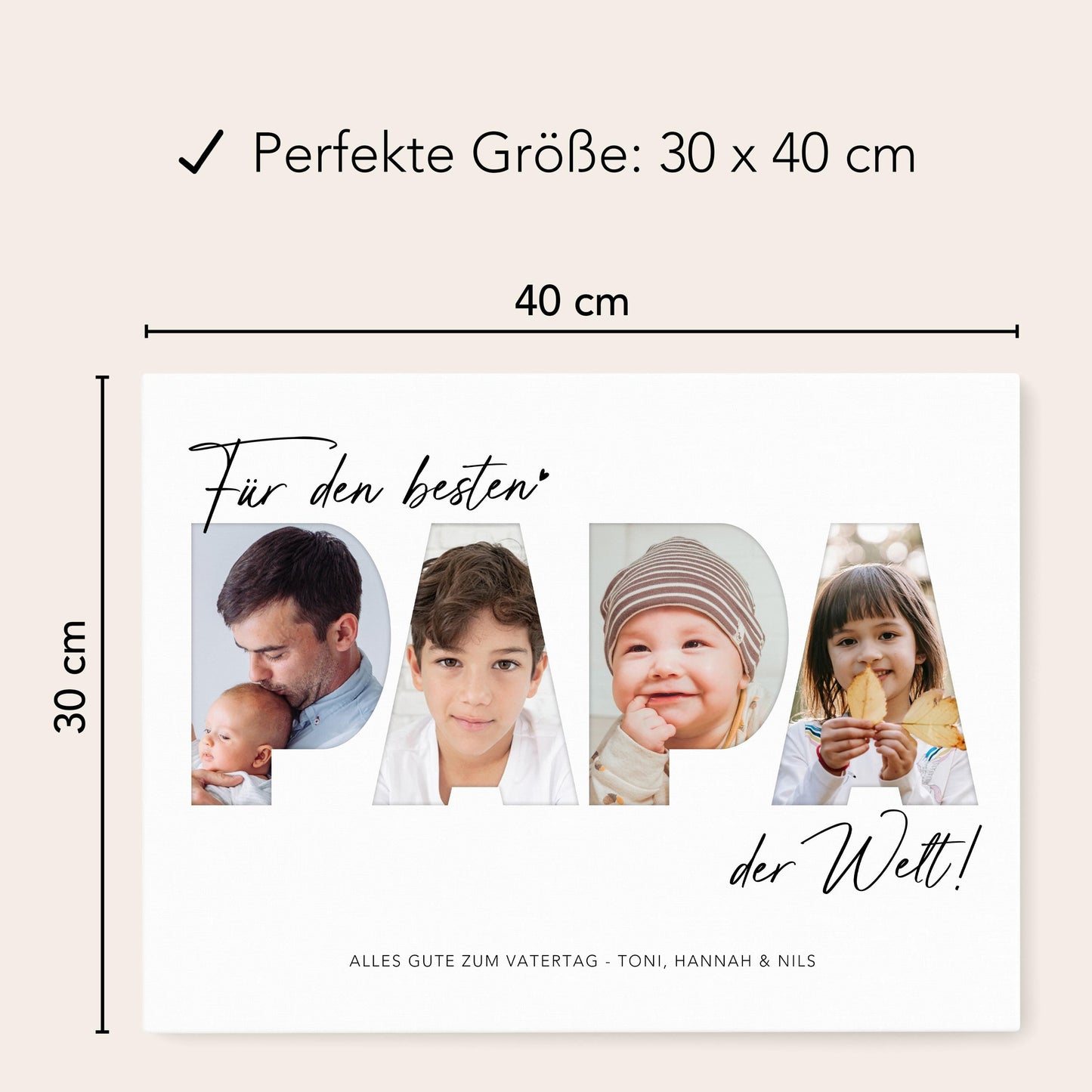 Geburtstagsgeschenk Papa Vatertagsgeschenk personalisierte Leinwand Fotocollage Vater Fotoleinwand Geschenk zum Geburtstag 30x40 cm