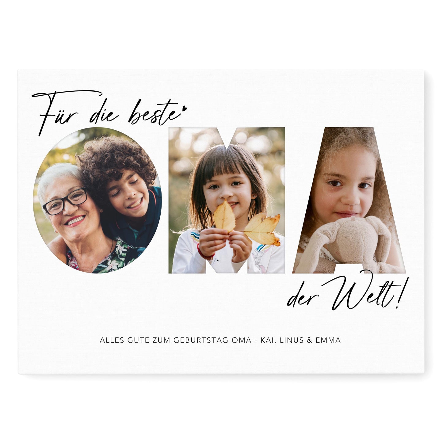 Geburtstagsgeschenk Oma Muttertagsgeschenk personalisierte Leinwand Fotocollage Großmutter Fotoleinwand Geschenk zum Geburtstag 30x40 cm