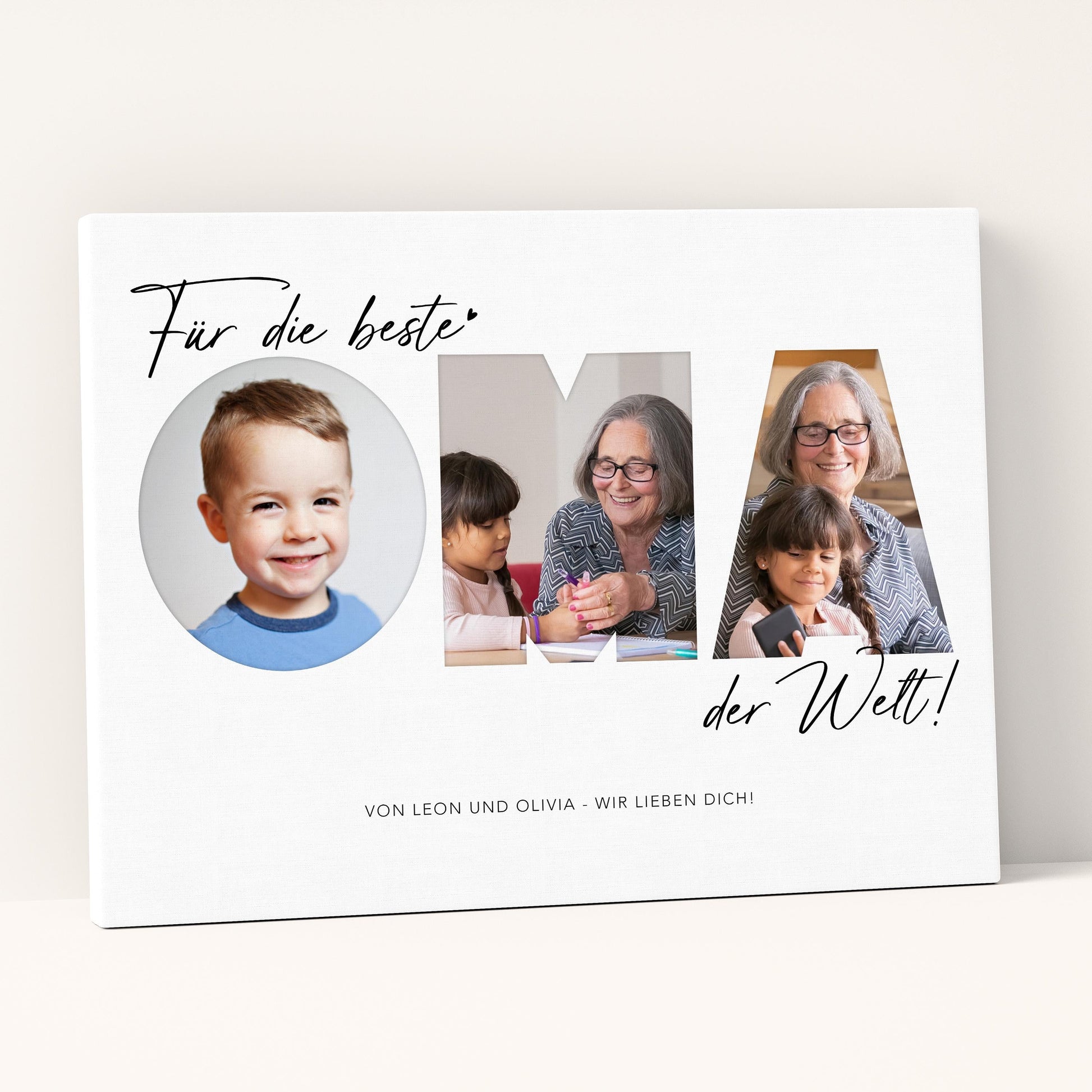 Geburtstagsgeschenk Oma Muttertagsgeschenk personalisierte Leinwand Fotocollage Großmutter Fotoleinwand Geschenk zum Geburtstag 30x40 cm