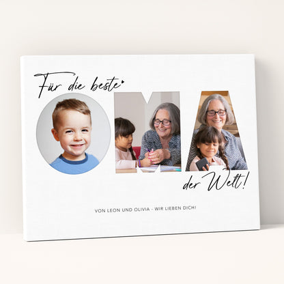 Geburtstagsgeschenk Oma Muttertagsgeschenk personalisierte Leinwand Fotocollage Großmutter Fotoleinwand Geschenk zum Geburtstag 30x40 cm