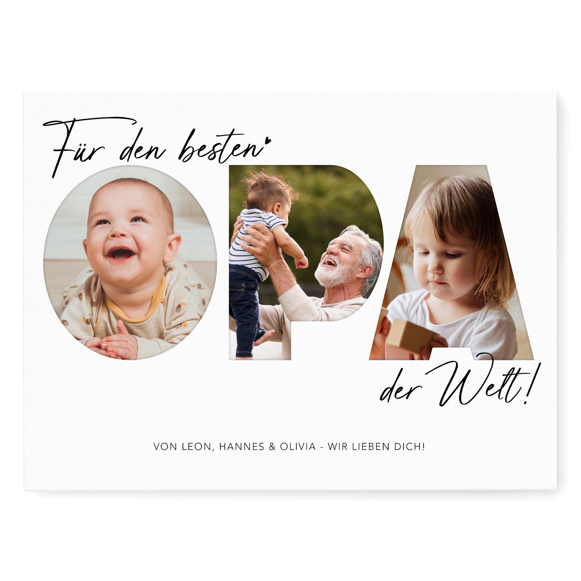 Geburtstagsgeschenk Opa Vatertagsgeschenk personalisierte Leinwand Fotocollage Großvater Fotoleinwand Geschenk zum Geburtstag 30x40 cm