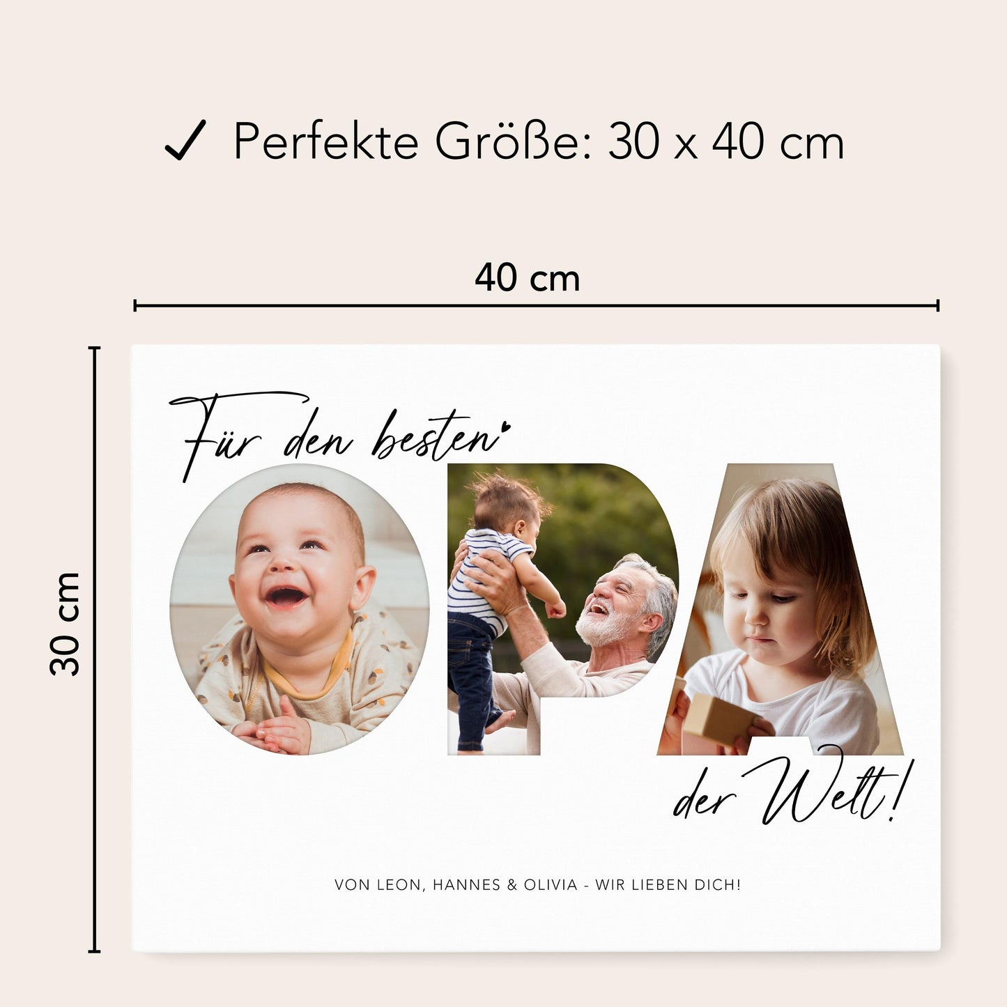 Geburtstagsgeschenk Opa Vatertagsgeschenk personalisierte Leinwand Fotocollage Großvater Fotoleinwand Geschenk zum Geburtstag 30x40 cm
