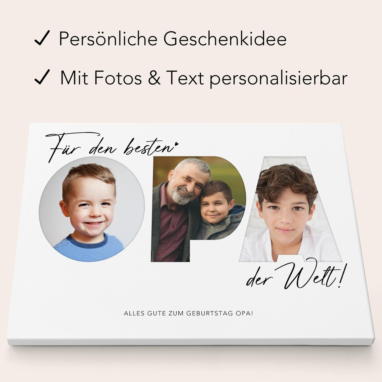 Geburtstagsgeschenk Opa Vatertagsgeschenk personalisierte Leinwand Fotocollage Großvater Fotoleinwand Geschenk zum Geburtstag 30x40 cm