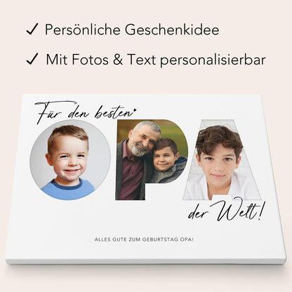 Geburtstagsgeschenk Opa Vatertagsgeschenk personalisierte Leinwand Fotocollage Großvater Fotoleinwand Geschenk zum Geburtstag 30x40 cm