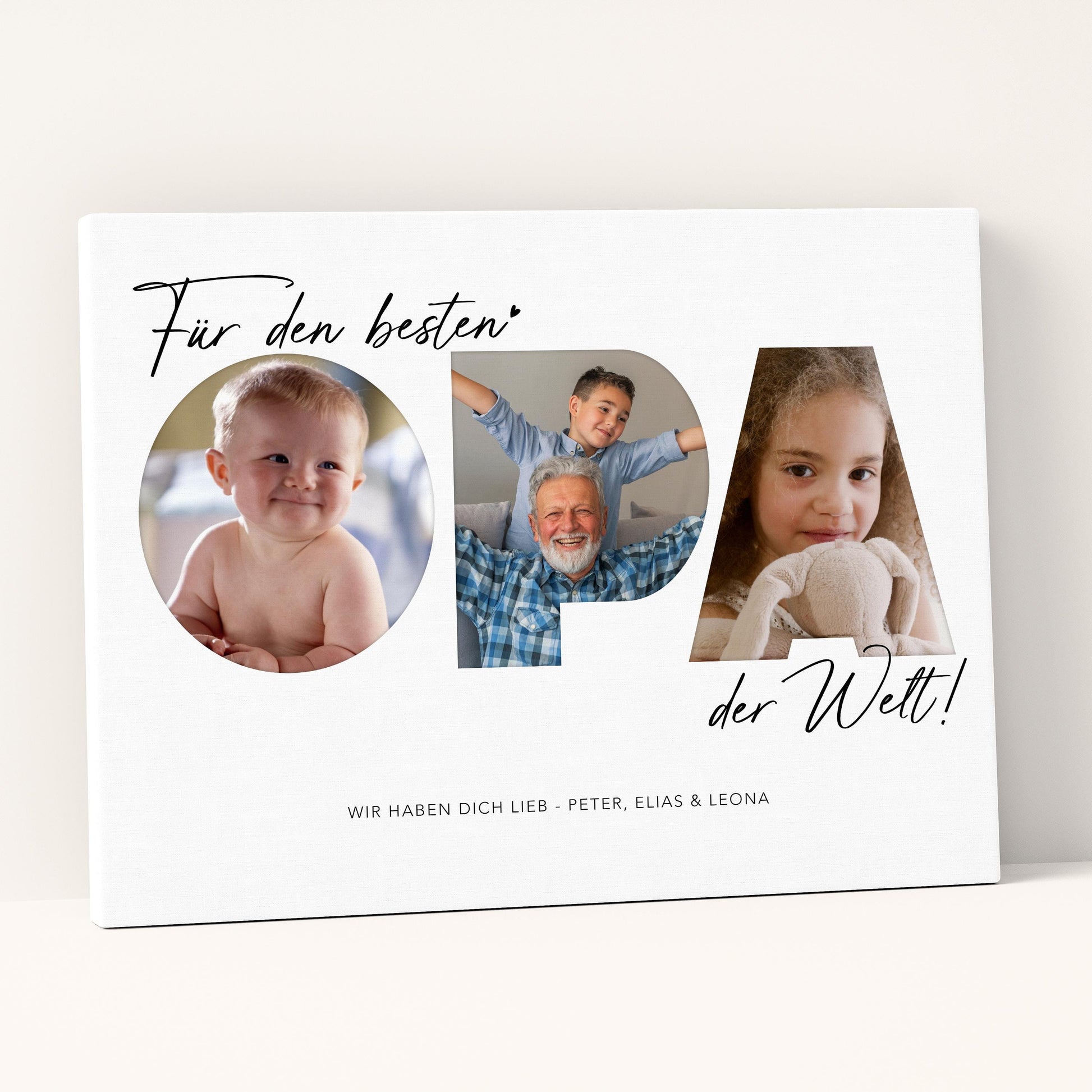 Geburtstagsgeschenk Opa Vatertagsgeschenk personalisierte Leinwand Fotocollage Großvater Fotoleinwand Geschenk zum Geburtstag 30x40 cm