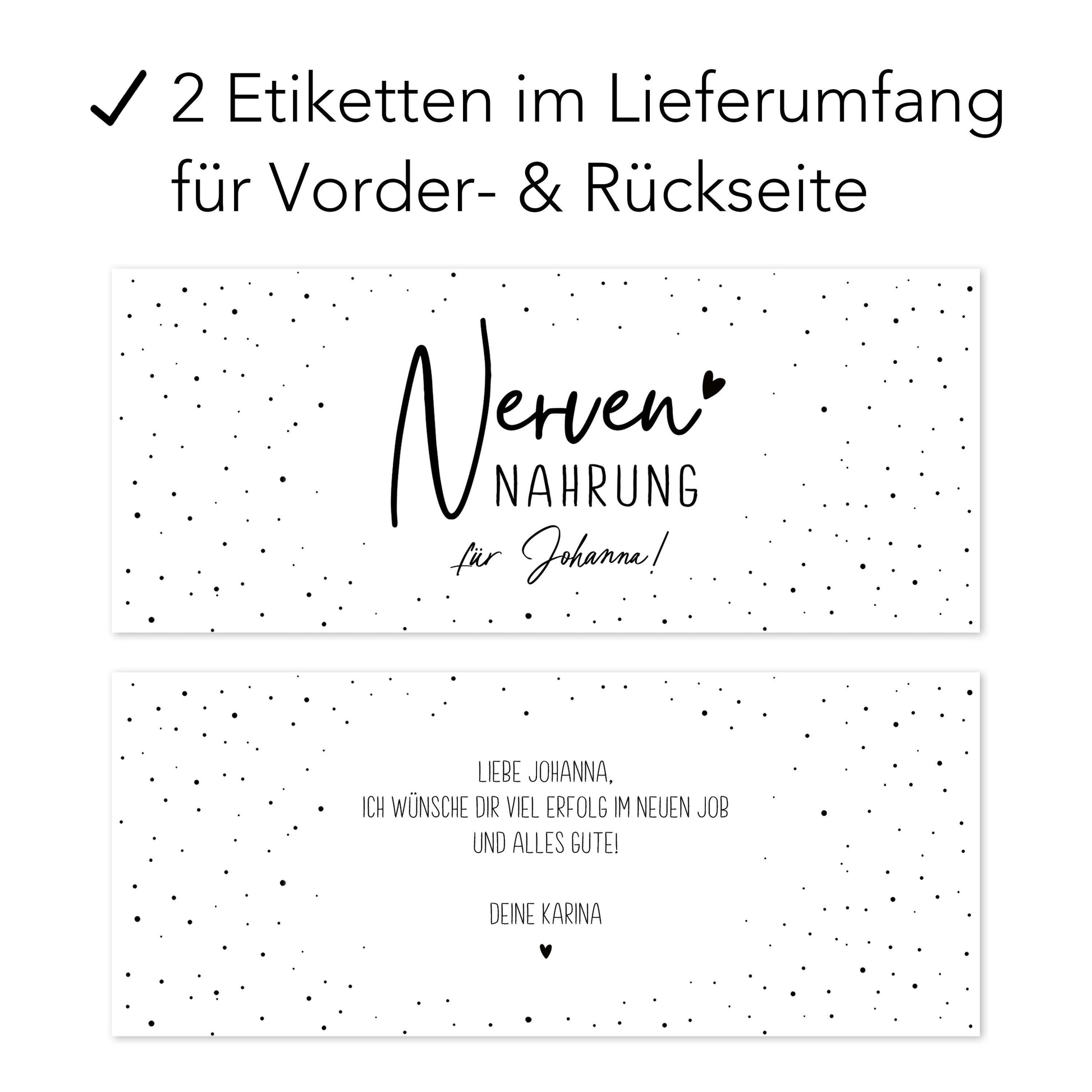 Nervennahrung Geschenk Schokoaufstrich Etiketten mit Namen personalisiert Aufkleber für z.B. Glas Nutella Nerven Geschenk Etiketten | 2 Stk.