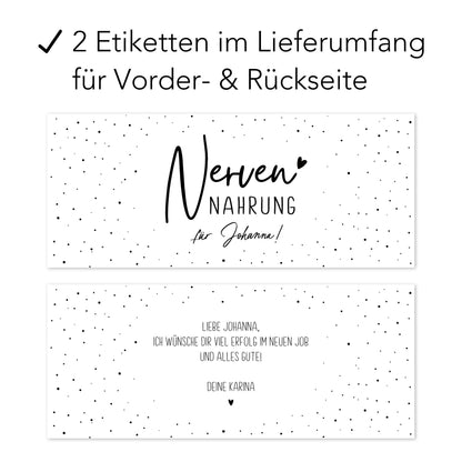 Nervennahrung Geschenk Schokoaufstrich Etiketten mit Namen personalisiert Aufkleber für z.B. Glas Nutella Nerven Geschenk Etiketten | 2 Stk.