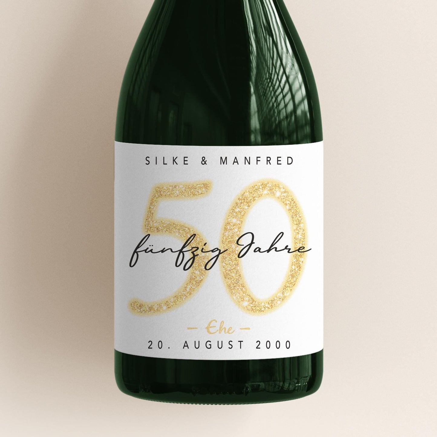 Geschenk Goldene Hochzeit personalisierte Flaschenetiketten Hochzeitstag Hochzeit Jubiläum 50 Jahre Etiketten Sektflasche 2 Stk. | 9x13 cm