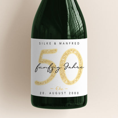 Geschenk Goldene Hochzeit personalisierte Flaschenetiketten Hochzeitstag Hochzeit Jubiläum 50 Jahre Etiketten Sektflasche 2 Stk. | 9x13 cm