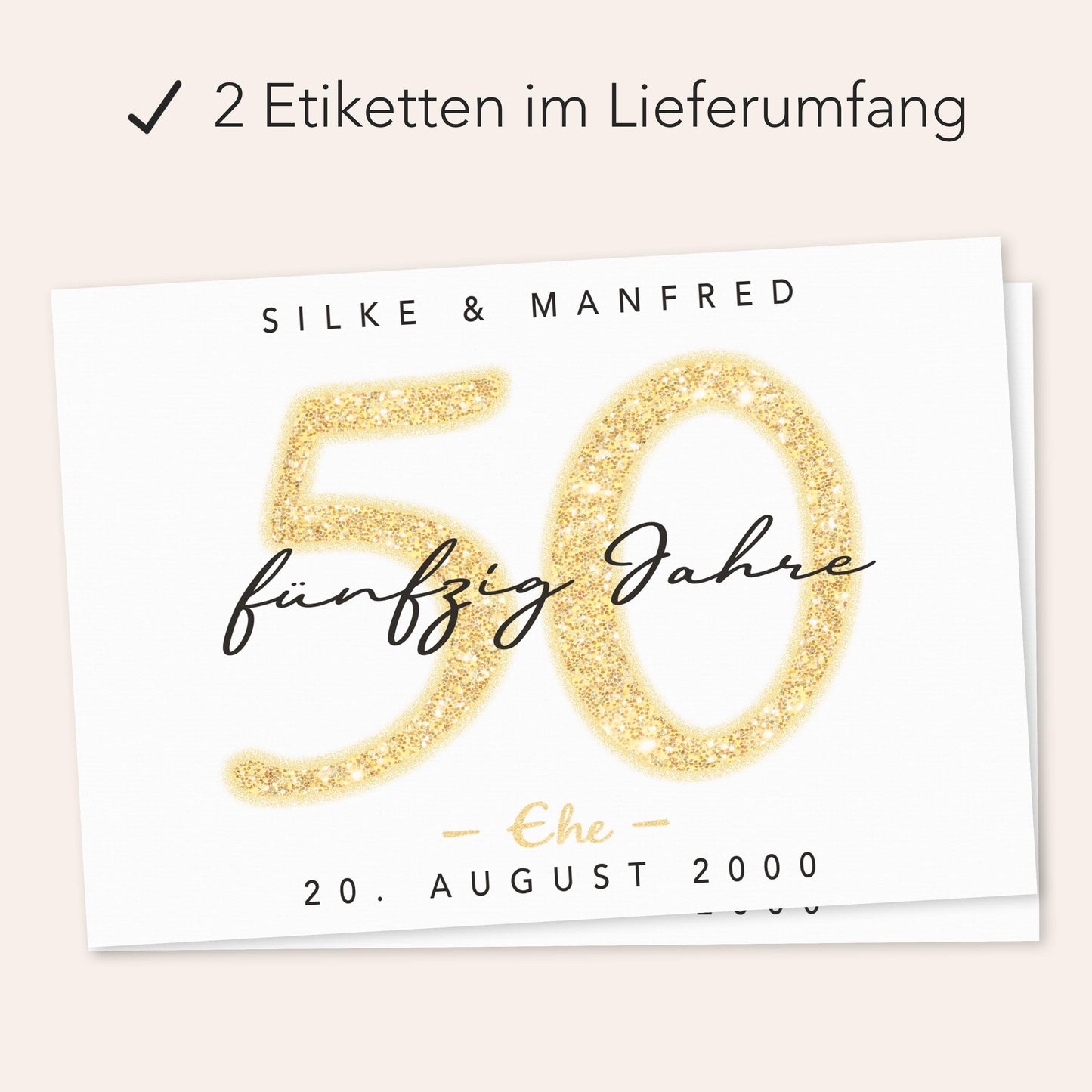 Geschenk Goldene Hochzeit personalisierte Flaschenetiketten Hochzeitstag Hochzeit Jubiläum 50 Jahre Etiketten Sektflasche 2 Stk. | 9x13 cm