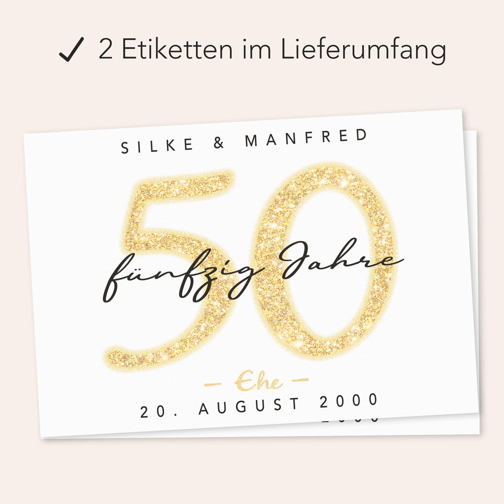 Geschenk Goldene Hochzeit personalisierte Flaschenetiketten Hochzeitstag Hochzeit Jubiläum 50 Jahre Etiketten Sektflasche 2 Stk. | 9x13 cm