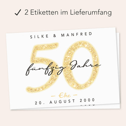 Geschenk Goldene Hochzeit personalisierte Flaschenetiketten Hochzeitstag Hochzeit Jubiläum 50 Jahre Etiketten Sektflasche 2 Stk. | 9x13 cm