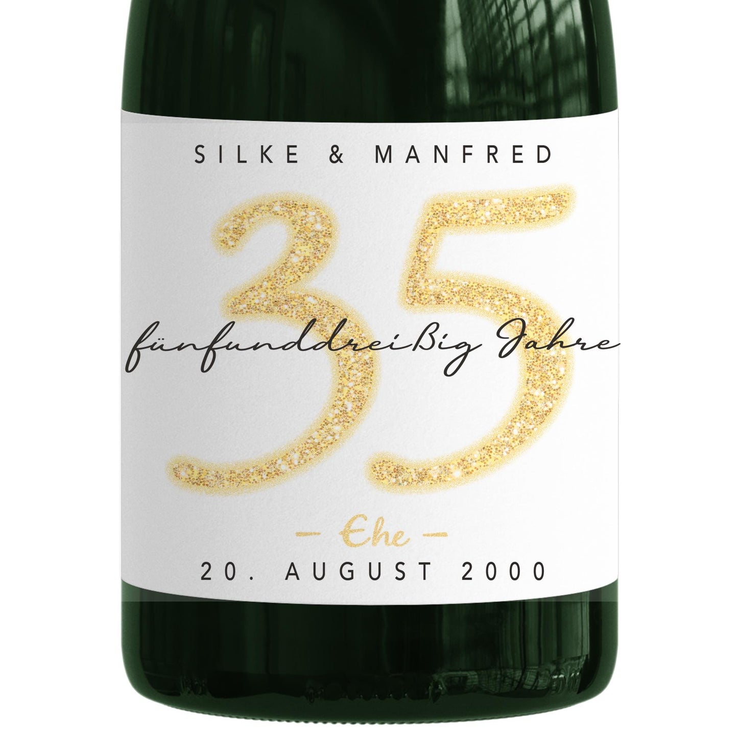 Geschenk Leinwandhochzeit personalisierte Flaschenetiketten Hochzeitstag Hochzeit Jubiläum 35 Jahre Etiketten Sektflasche 2 Stk. | 9x13 cm