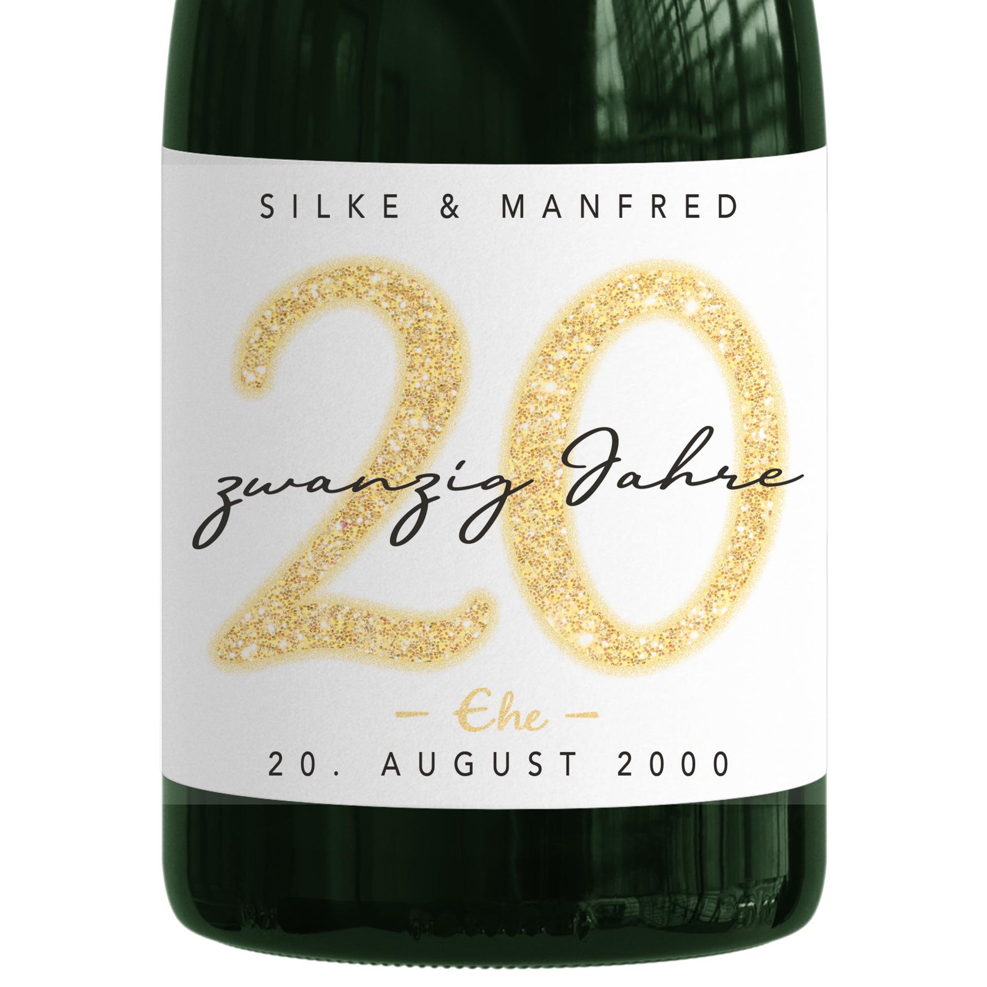Geschenk Porzellanhochzeit personalisierte Flaschenetiketten Hochzeitstag Hochzeit Jubiläum 20 Jahre Etiketten Sektflasche 2 Stk. | 9x13 cm