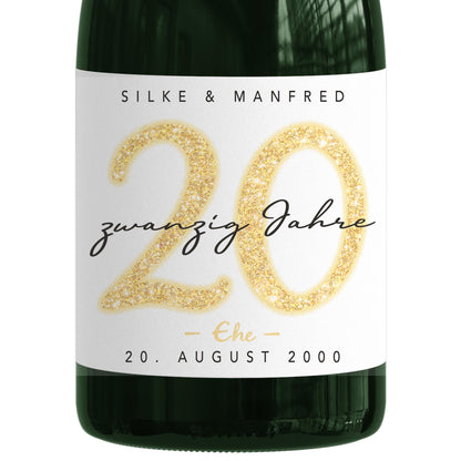 Geschenk Porzellanhochzeit personalisierte Flaschenetiketten Hochzeitstag Hochzeit Jubiläum 20 Jahre Etiketten Sektflasche 2 Stk. | 9x13 cm