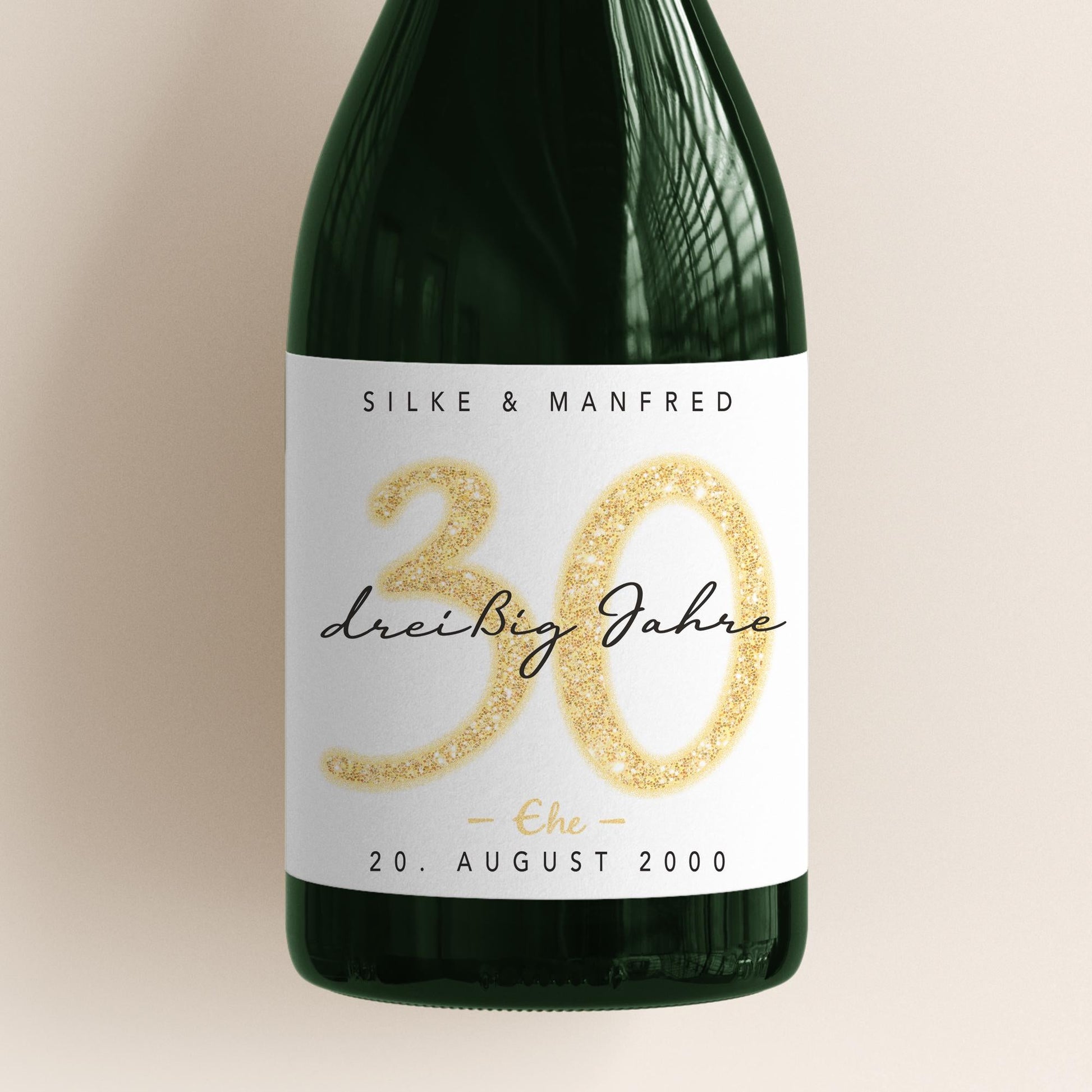 Geschenk Perlenhochzeit personalisierte Flaschenetiketten Hochzeitstag Hochzeit Jubiläum 30 Jahre Etiketten Sektflasche 2 Stk. | 9x13 cm