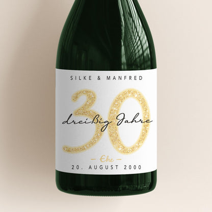 Geschenk Perlenhochzeit personalisierte Flaschenetiketten Hochzeitstag Hochzeit Jubiläum 30 Jahre Etiketten Sektflasche 2 Stk. | 9x13 cm