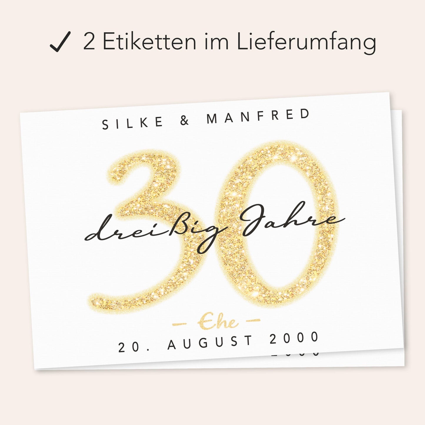 Geschenk Perlenhochzeit personalisierte Flaschenetiketten Hochzeitstag Hochzeit Jubiläum 30 Jahre Etiketten Sektflasche 2 Stk. | 9x13 cm