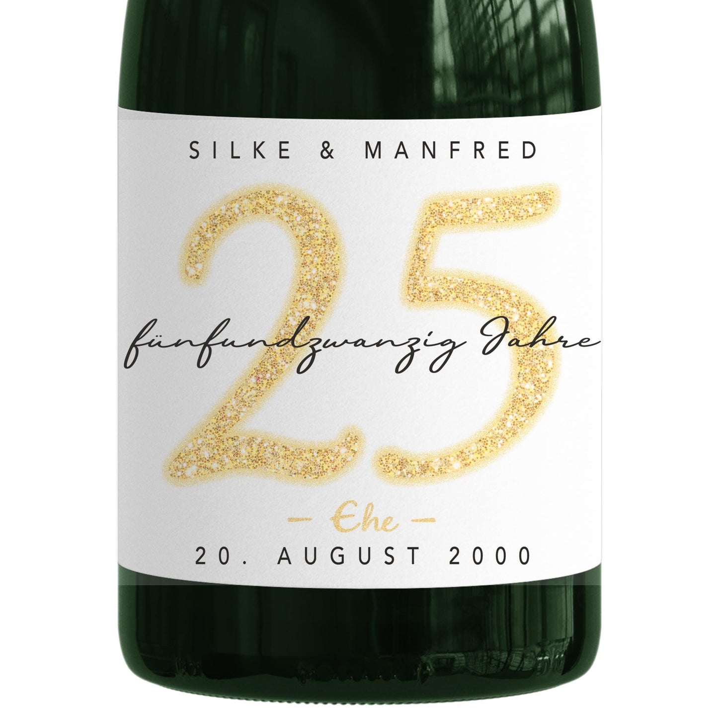 Geschenk Silberhochzeit personalisierte Flaschenetiketten Hochzeitstag Hochzeit Jubiläum 25 Jahre Etiketten Sektflasche 2 Stk. | 9x13 cm