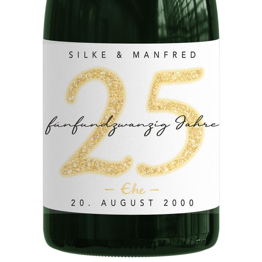 Geschenk Silberhochzeit personalisierte Flaschenetiketten Hochzeitstag Hochzeit Jubiläum 25 Jahre Etiketten Sektflasche 2 Stk. | 9x13 cm