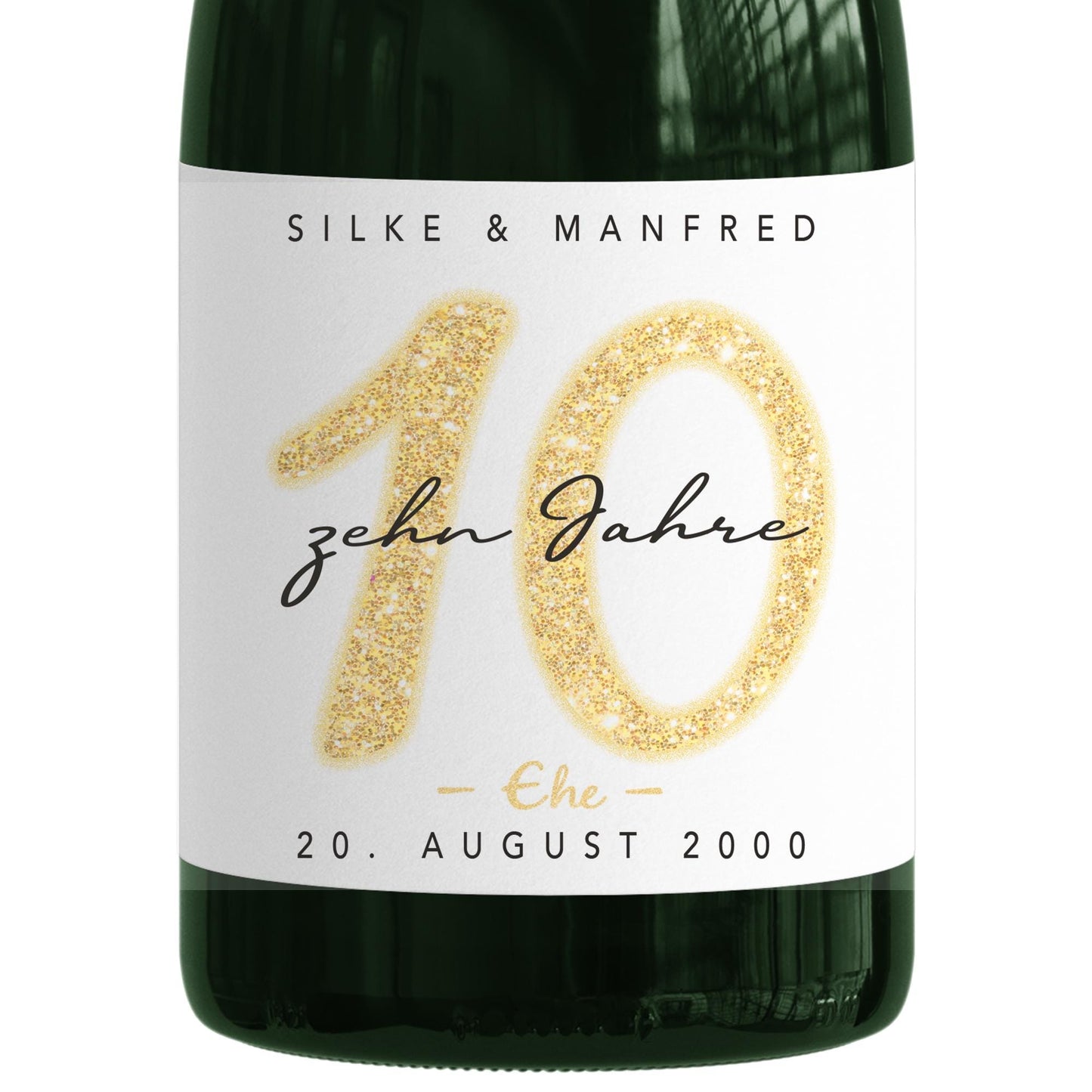 Geschenk Rosenhochzeit personalisierte Flaschenetiketten Hochzeitstag Hochzeit Jubiläum 10 Jahre Etiketten Sektflasche 2 Stk. | 9x13 cm