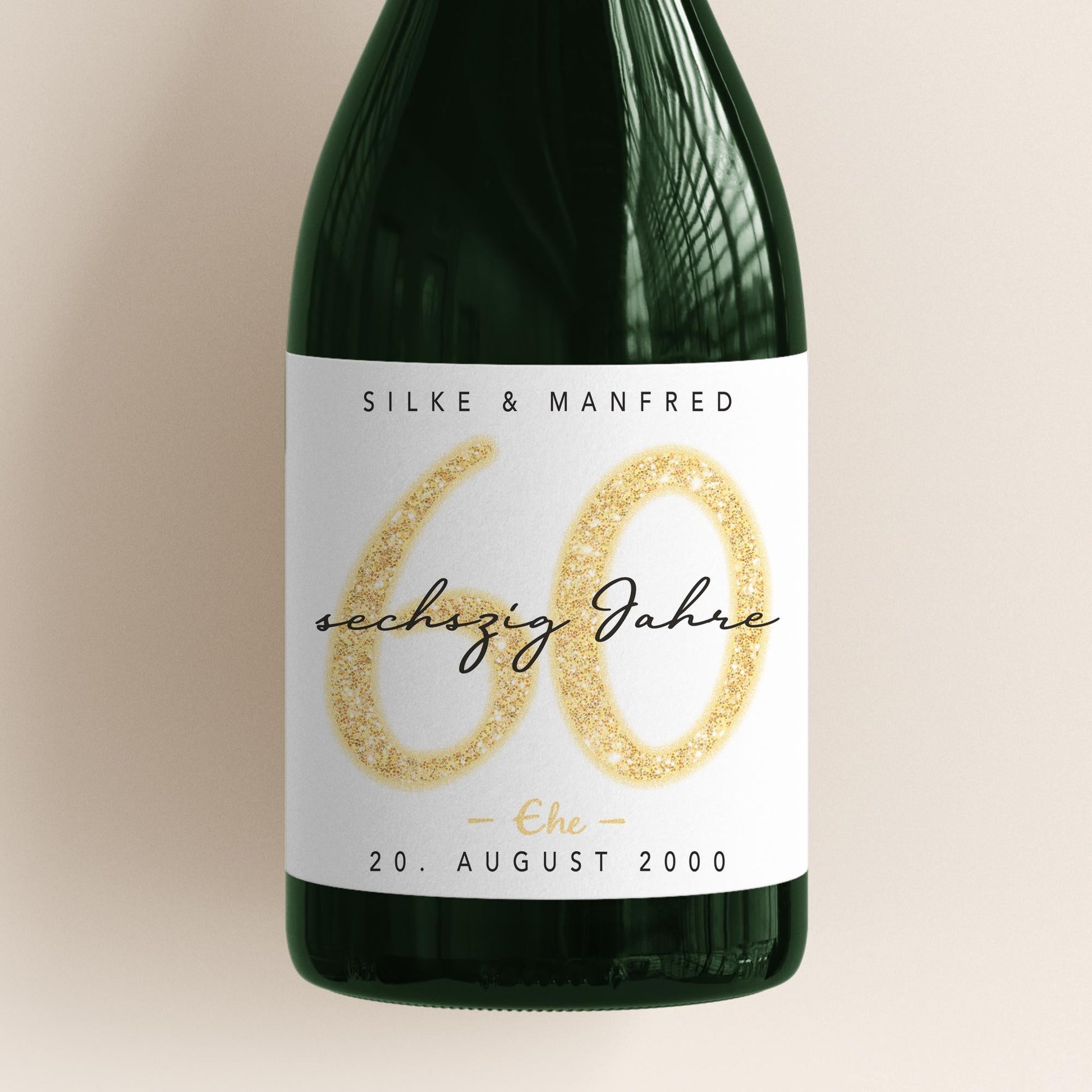 Geschenk Diamantene Hochzeit personalisierte Flaschenetiketten Hochzeitstag Hochzeit Jubiläum 60 Jahre Etiketten Sekt 2 Stk. | 9x13 cm