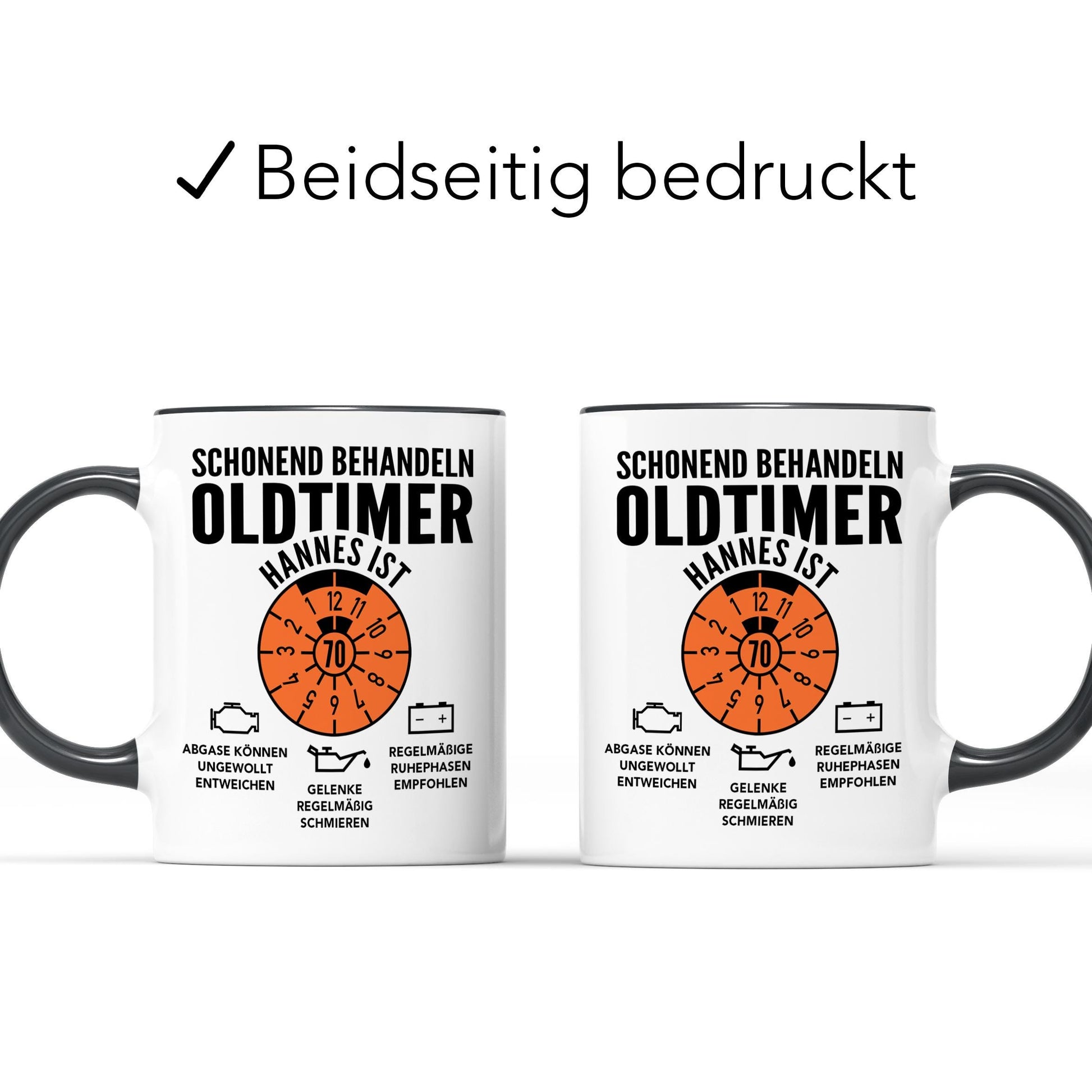 Oldtimer Tasse 70. Geburtstag Mann personalisiert mit Namen Geschenk für Männer Geburtstagsgeschenk Kaffeetasse aus Keramik 330 ml
