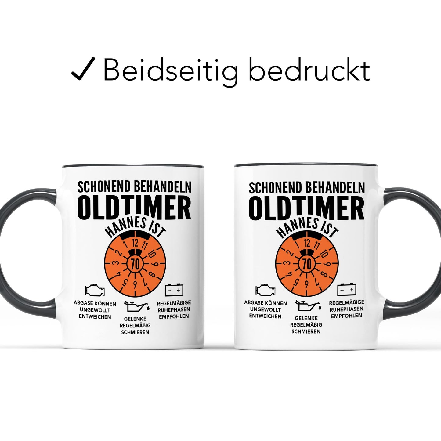 Oldtimer Tasse 70. Geburtstag Mann personalisiert mit Namen Geschenk für Männer Geburtstagsgeschenk Kaffeetasse aus Keramik 330 ml
