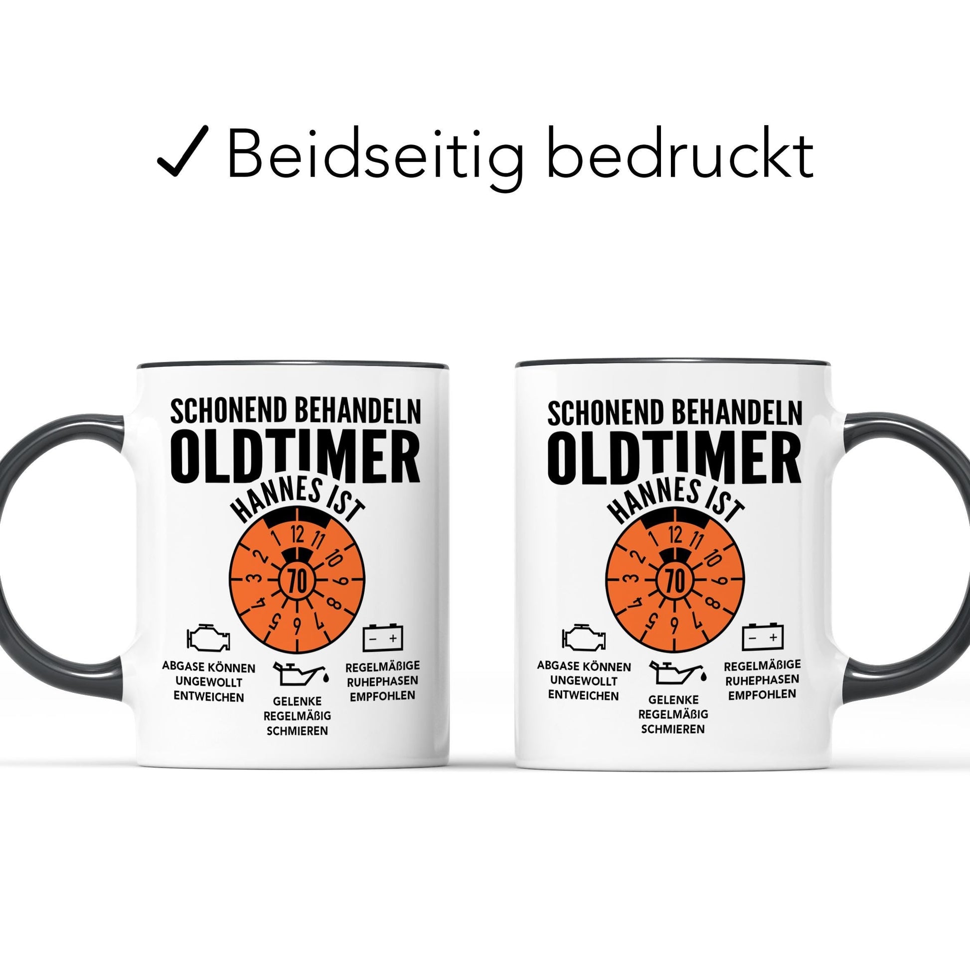 Oldtimer Tasse 70. Geburtstag Mann personalisiert mit Namen Geschenk für Männer Geburtstagsgeschenk Kaffeetasse aus Keramik 330 ml
