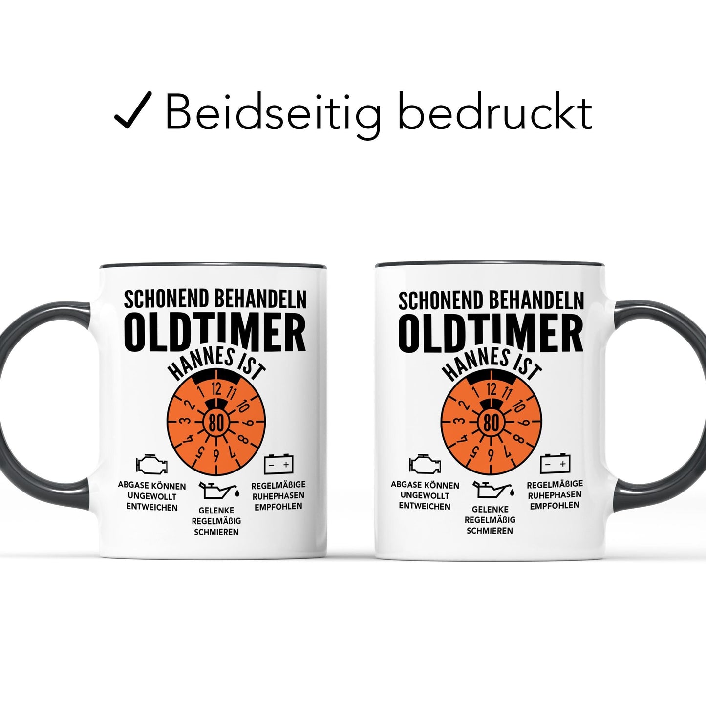 Oldtimer Tasse 80. Geburtstag Mann personalisiert mit Namen Geschenk für Männer Geburtstagsgeschenk Kaffeetasse aus Keramik 330 ml